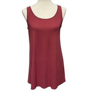 Eileen Fisher Silk Scoop Neck Tunic Tank Small Rust Terracotta Minimalist Luxe